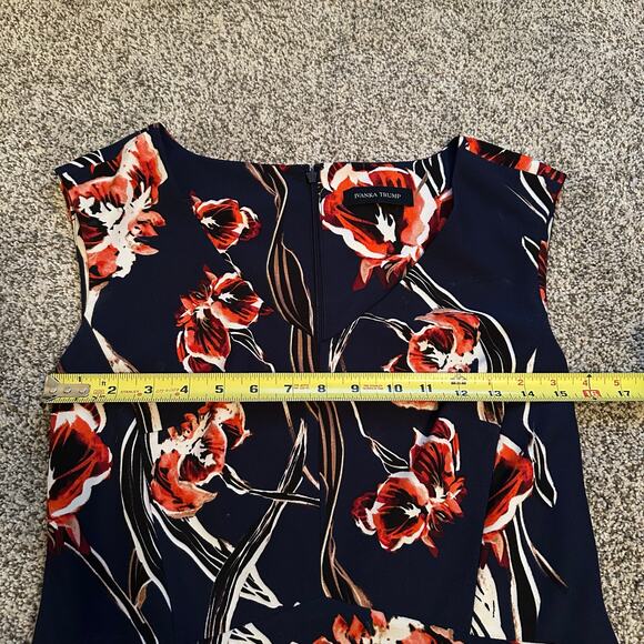 Ivanka Trump navy blue floral midi dress size 10 - Picture 11 of 12